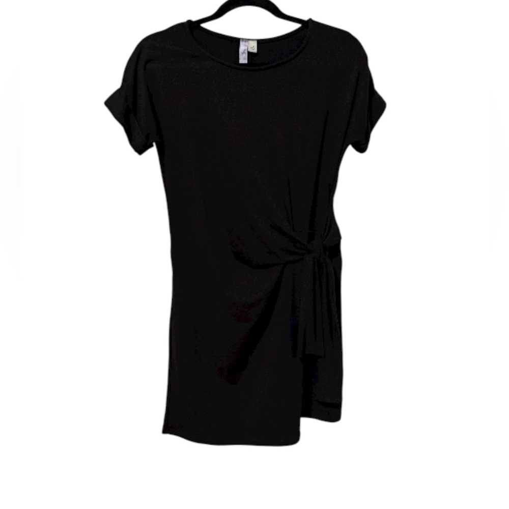 Black Mini Knot Tie Short Sleeve Dress (Size XS)